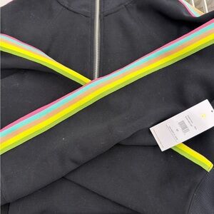 Spiritual Gangster Black Sweater with Neon Stripes